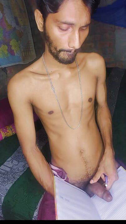 Young boy in the village wants to have sex while writing