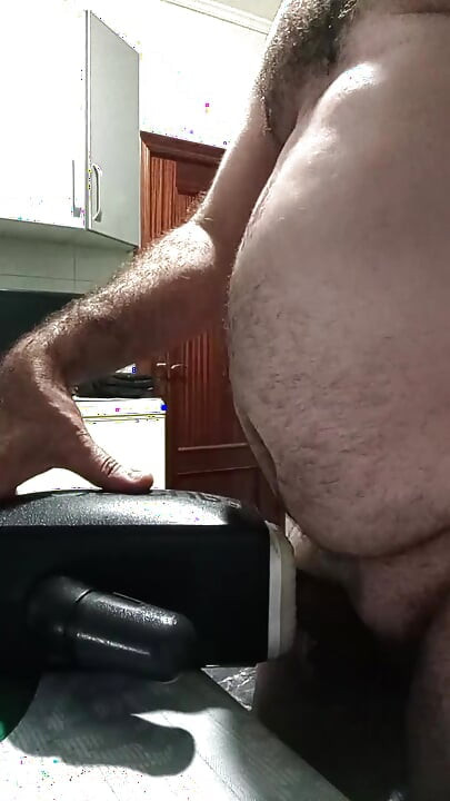 Handsome Mature Chubby with Big Fat Cock Fucking My Sex Machine Until I Cum Inside