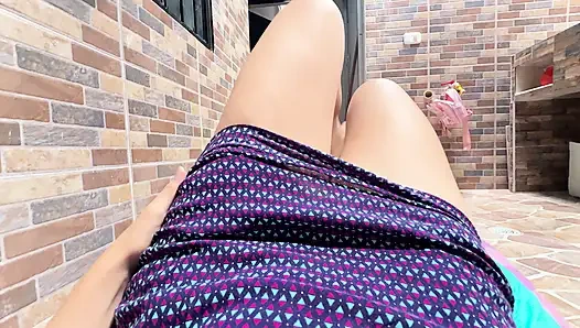 I was washing the yard and suddenly a handsome guy passed by and I couldn't resist the urge to masturbate thinking about him fucking me