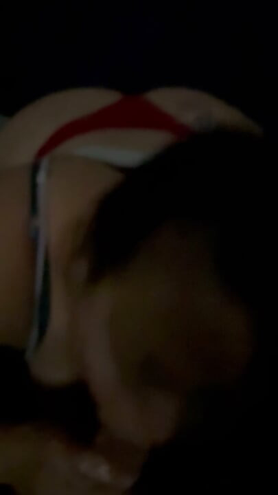 Ruby Exposed Blowjob in Red Thong