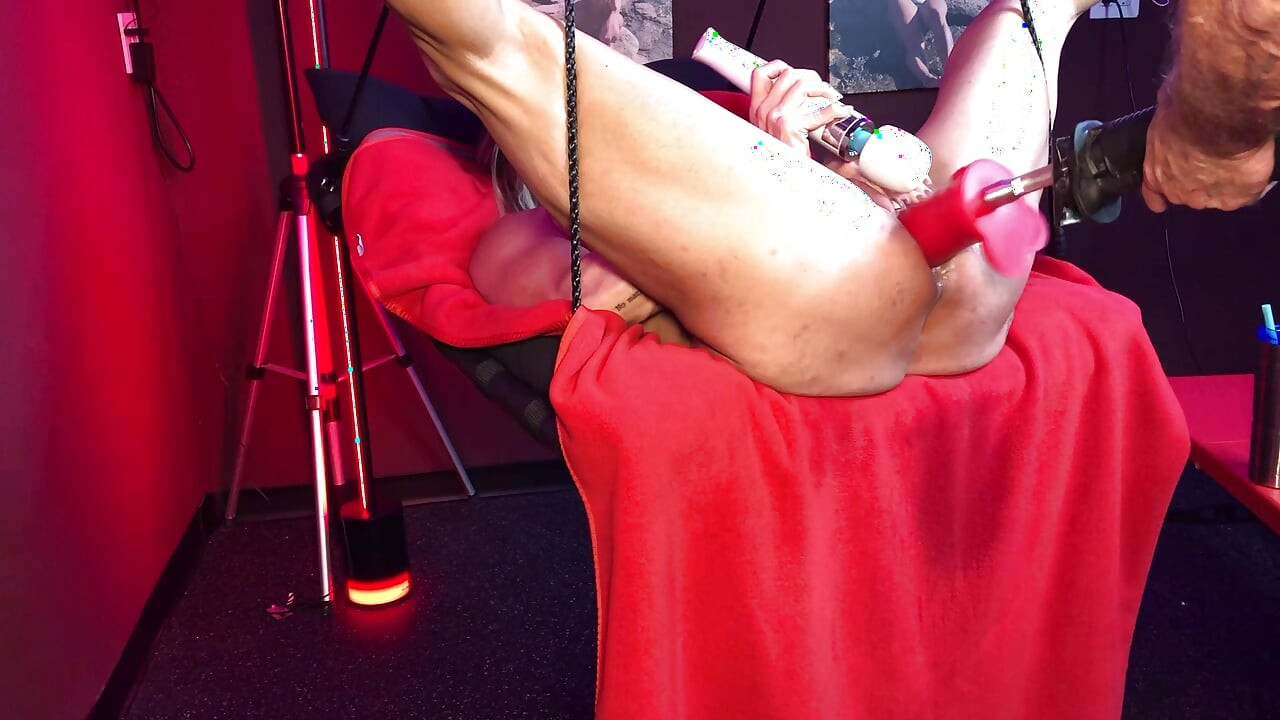 Hot Blonde gets her Pussy Destroyed by Huge Dildo, Fist and her Wand