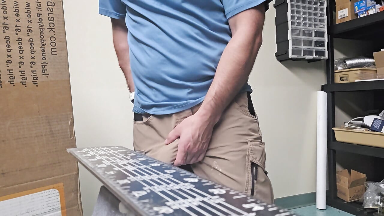 Caught coworker masterbating his cock