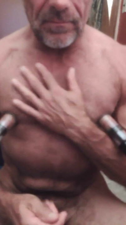 Gay Nipple Pig pumping nipples, flexing pecs | Clip 1