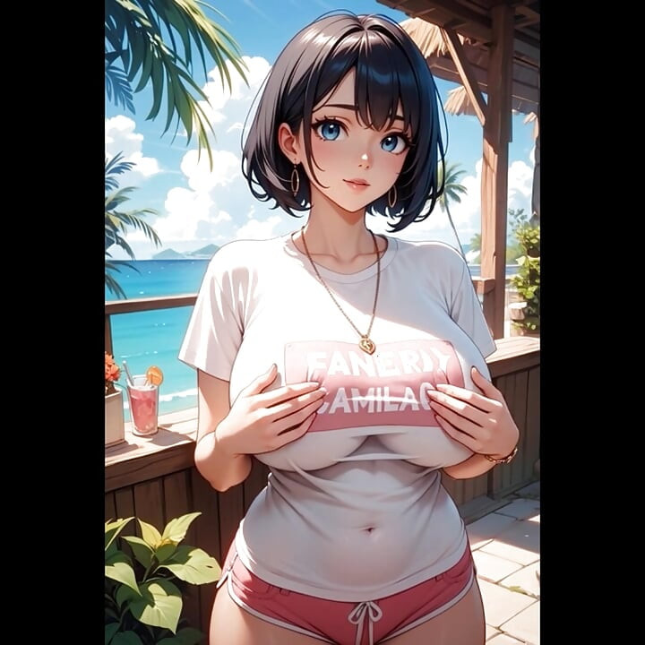 Μαύρα μαλλιά κοντά ομορφιά τεράστια βυζιά πειρασμός