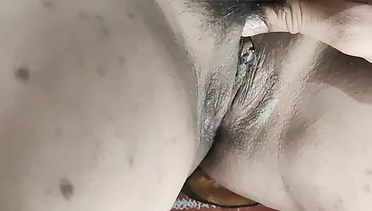 A open pussy in bedroom with nude boobs