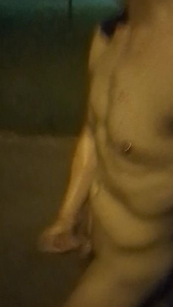 walking and masturbating in the streets, FULLY NAKED!