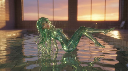 Emerald Jellyfish Girl Grinding & Riding – Dripping Wet Tongue