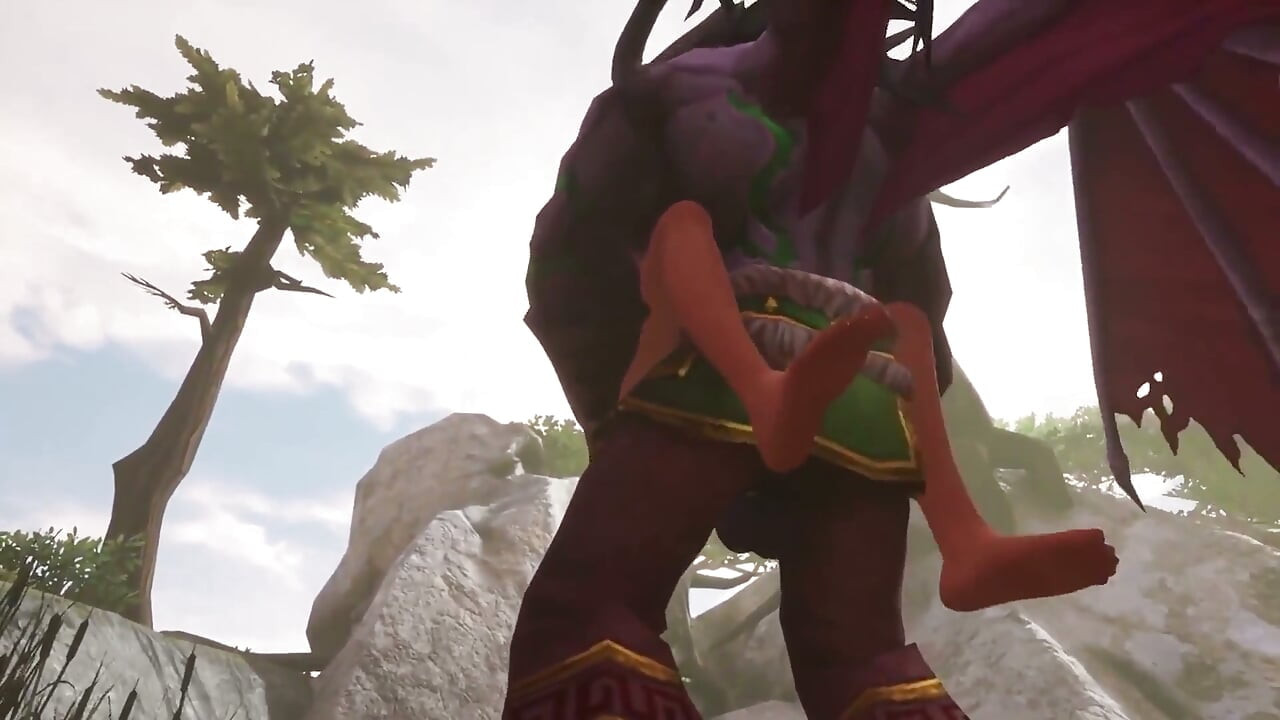 Illidan Stormrage stand lift and carry baise une elfe rousse sexy - parodie warcraft
