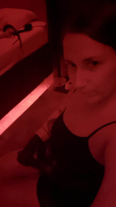 Mistress in gloves will strap you on