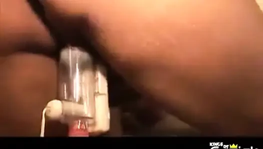 Horny fat MILF satisfy her shaved pussy with big adult toys