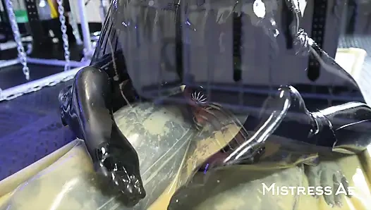 Vacbed Squirting: Mistressae Having Fun with Tranluscent Vacbed and Funnel
