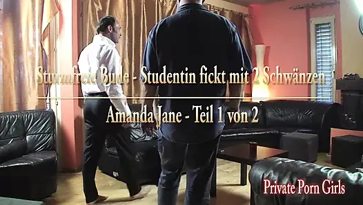 Alone at home - Teeny Amanda fucks with 2 cocks - Part 1