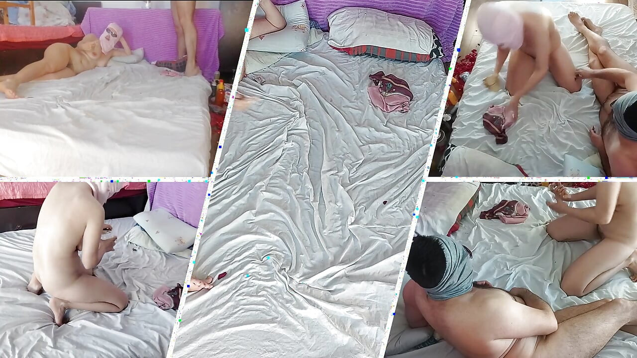 Amateur couple having crazy sex in the bedroom.