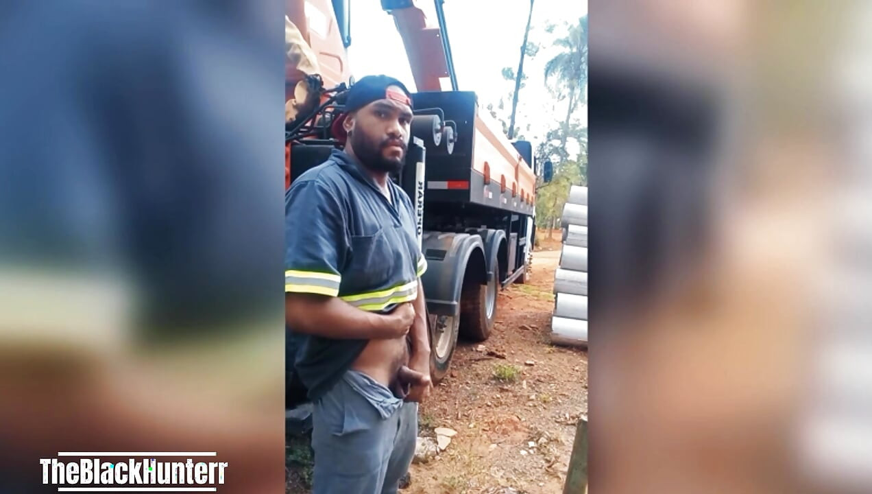 Worker Masturbating at the Construction Site Hidden Behind the Company Truck