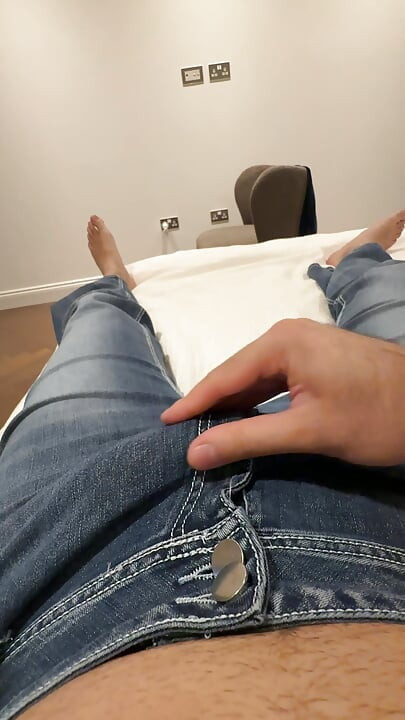POV Solo Masturbation in Blue Jeans - cumming in fleshlight