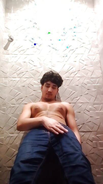 A Bad Boy Gives It His All When He Gets Into the Toilet and Masturbates, Getting His Hard Cock Hard
