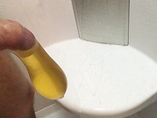 Huge piss in condom