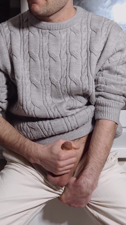 Captivating moment from "A young guy jerks off his dick and cums loudly"