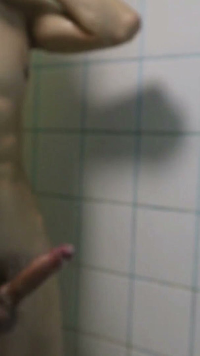 passionate muscle stud takes a shower after work and gets carried away with his beautiful cock under the streams of warm water | Clip 1