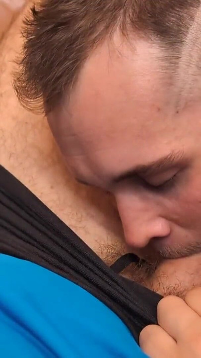 Emotional moment from "Hairy Dad Breeds his boy after sweaty gym session"