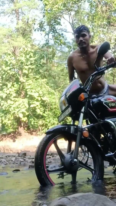Nude Jordiweek bike woshing in outdoor area tourism place | Clip 1