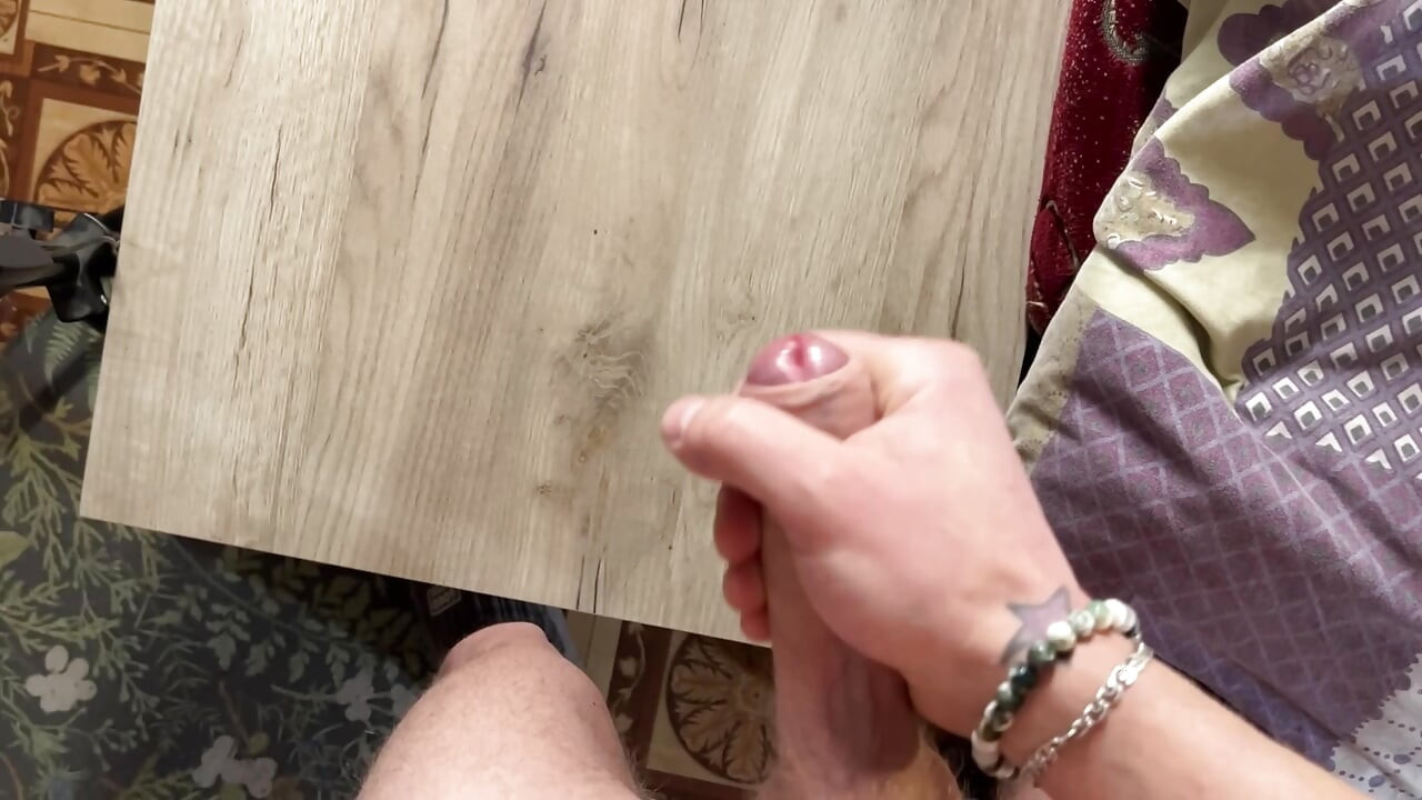 Morning Handjob and Cum on the Table