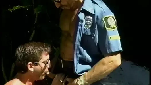 Army porn video – Two jacked gay cops and a hot perp get some sucking outside