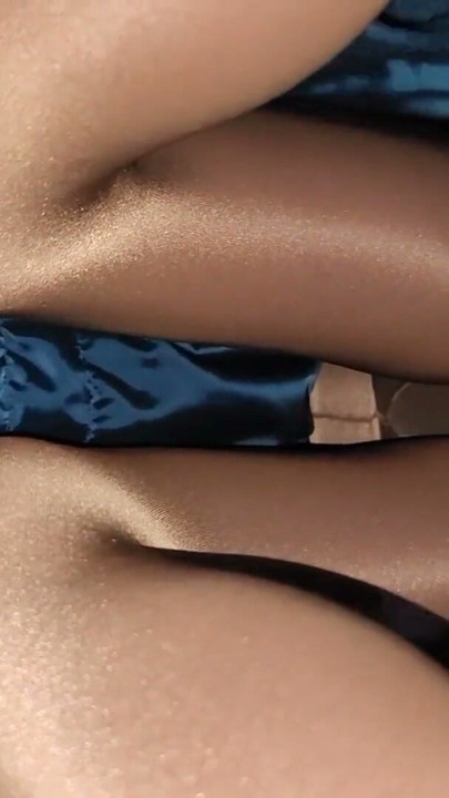 Looking up my blue satin formal skirt. | Clip 2