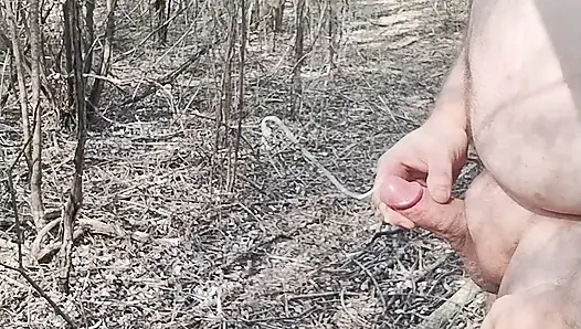 Fat guy jerks & cums in forest pt. 14
