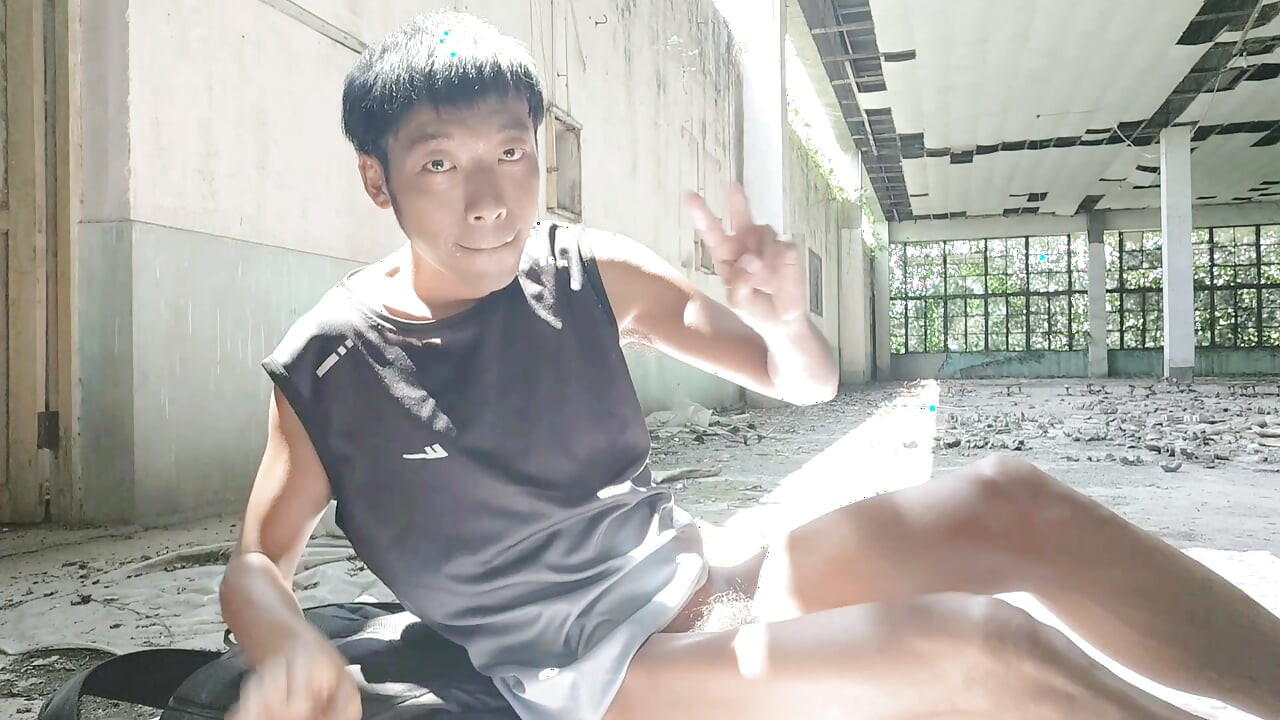 Cute Asian boy masturbates, moaning, ejaculating, and consuming fluids in a dreamlike light and shadow environment