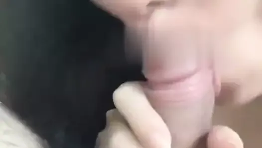 Asian slut suck off bf cock and swallow all the cum