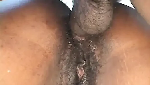Sweet Black Babe Double Penetrated and Wash up with Cum From Two Hoses