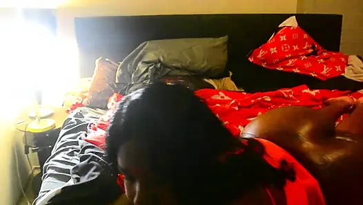 Big ebony booty in slutty orange fit