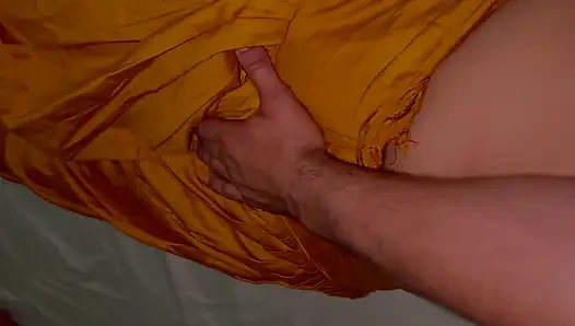 Indian MILF aunty tight pussy fucked by house worker in her bedroom