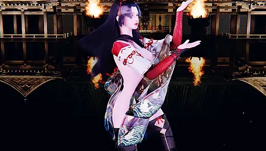 Сексуальная азиатская стриптизерша-косплей 3D танцует для тебя