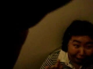 Chubby Asian facial in public bathroom