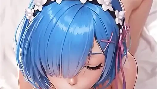 Ia rem (re:zero) lagi asik nyepong, ngentot di samping, nyepong kontol sampai dicrot di mulut