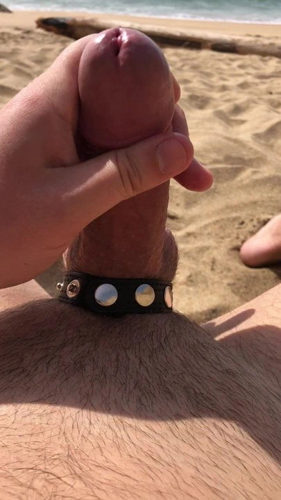 Beach boy jack off and cum