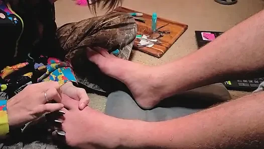 Melody Gives Her Master a Pedicure