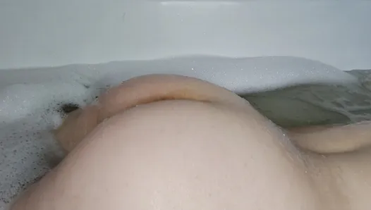 Caresses Herself in Bath and Cums with Dildo in Tight Pussy