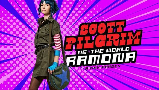 Vrcosplayx mengongkek Serena Hill sebagai jemaah Scott vs. Ramona F dunia semasa Ramona Flowers berkongkek dengan jemaah Scott VR lucah