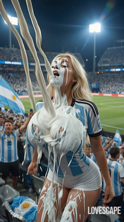 Argentinien-gewinn-feier: Schmutzige gesichtsbesamung in stands (AI)