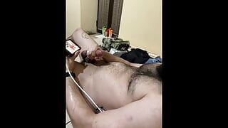 Pissing myself and CAUGHT with cum and dildos