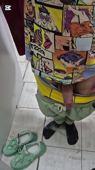 Juicy and thick Bulgarian dick shows off on the street and ends up smearing women's underwear with cum in a store