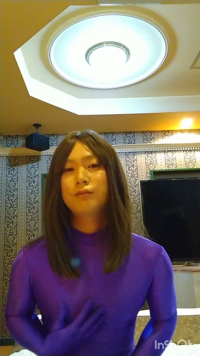 Crossdresser masturbate wearing morphsuit | Clip 1