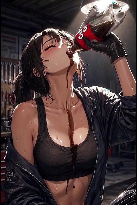 Hot anime-mekaniker arbejder på bilen og bliver liderlig i processen