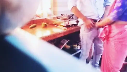 Kitchen surprise for Hot Bhabi.