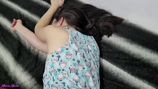 Sharing a bed with step-sister Athena Akemi (No Panties)