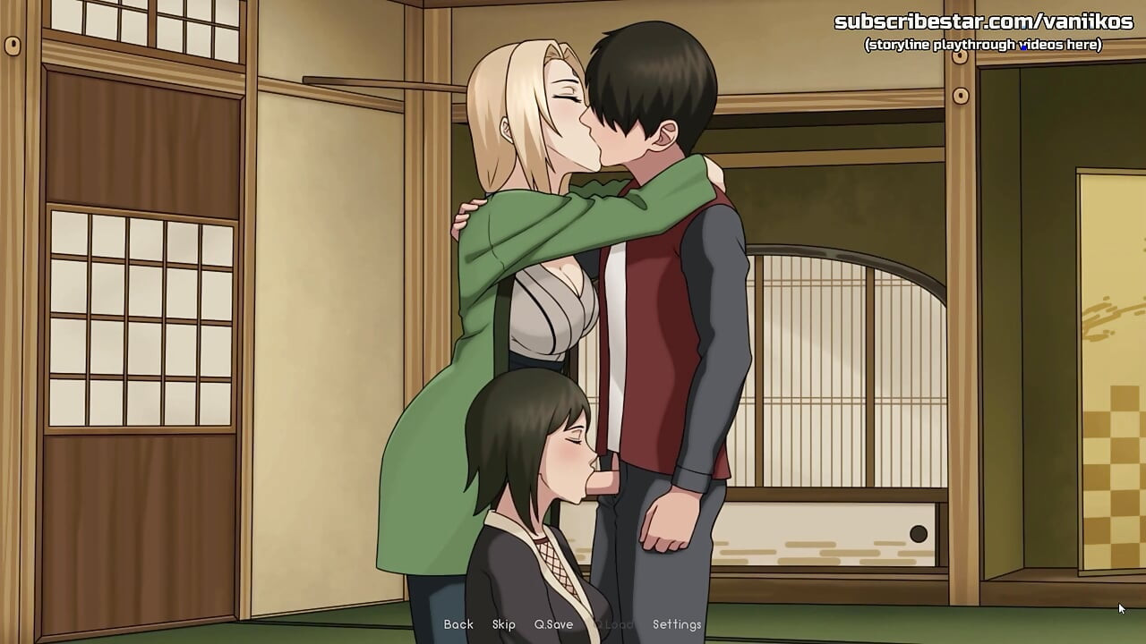 Naruto: Kunoichi Trainer - Big Ass MILFs Shizune and Tsuande Have a Threesome. Hot Blowjob and Doggy Style Pussy Creampies