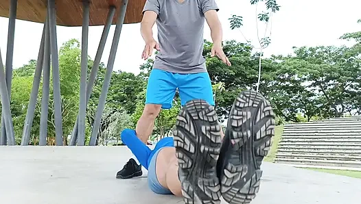 Athletic man finds a stranger in the park and invites her to his house to do kinky things.